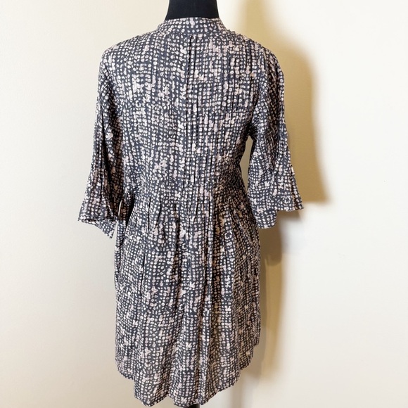 Dolma Womens Medium Dress Smock Mini Bell Sleeve Pleated Cotton Linen Boho M - Picture 5 of 9